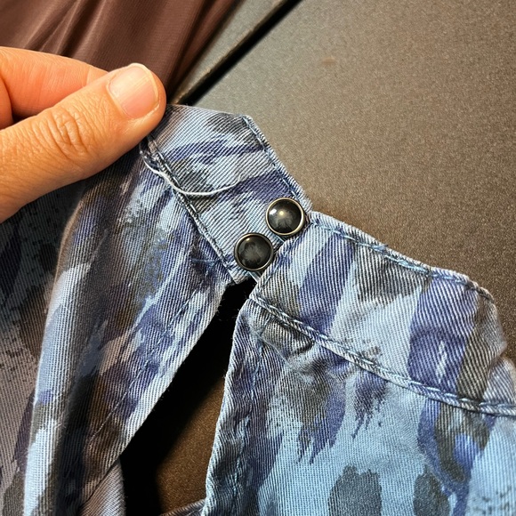 Anthropologie Blue Camo Pleated Dress Womens Size XSmall - Picture 15 of 16